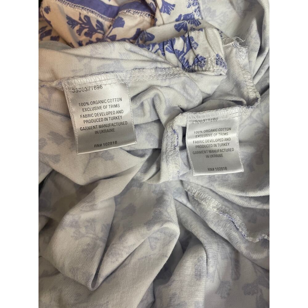 Garnet Hill Asian Wrap Organic Cotton Floral Pajama Pajamas Set Lilac Womens M - Picture 10 of 11